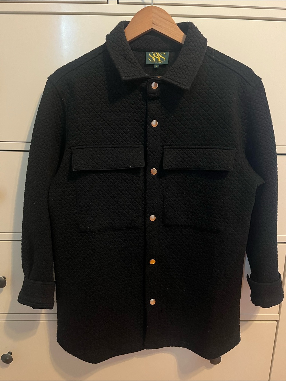 SSYS Quilted Black Snap-Front Jacket